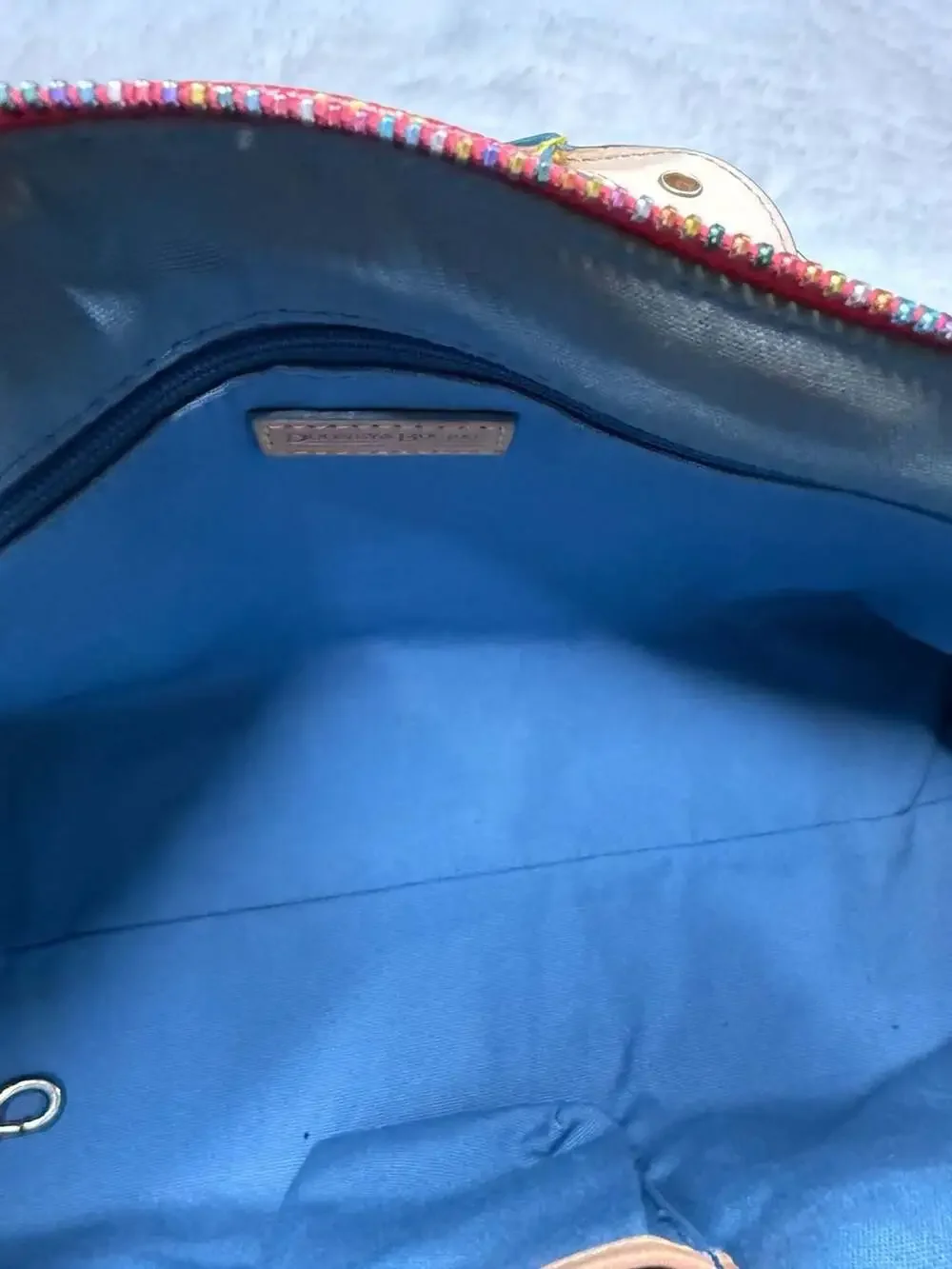 Dooney & Bourke Monogram Multi-Color DB Logo Satchel with Leather Trim